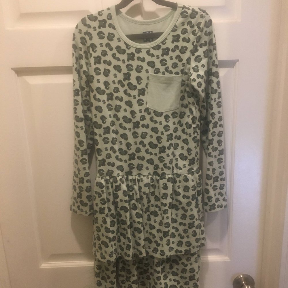 Kickee Pants Drop Waist Dress Aloe Cheetah Print